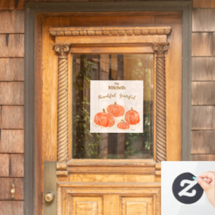 Watercolor Pumpkin Carving PERSONALIZE NAME Window Cling