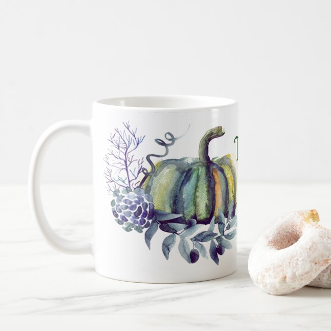 Watercolor Pumpkin Coffee Mug (With Donut)