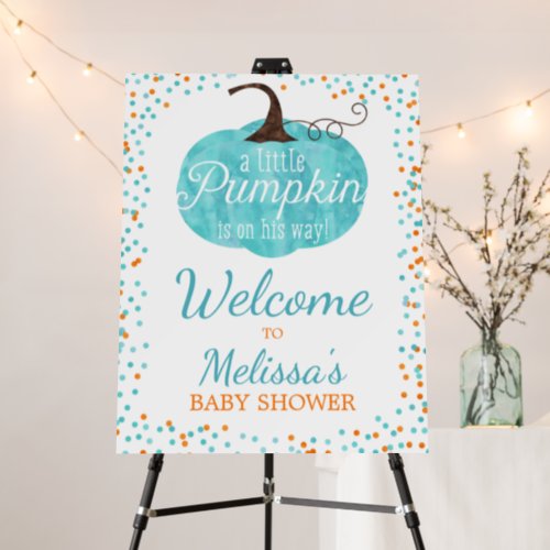 Watercolor Pumpkin Confetti Fall Boy Baby Shower Foam Board