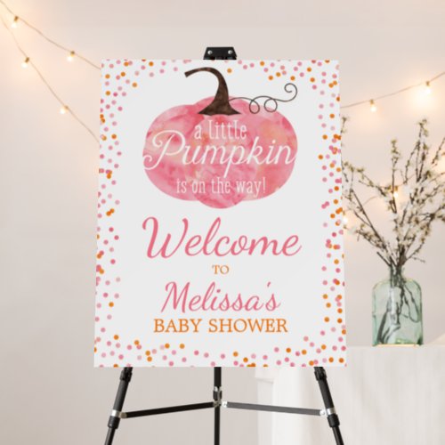 Watercolor Pumpkin Confetti Fall Girl Baby Shower Foam Board