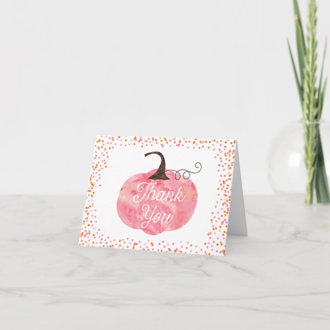 Watercolor Pumpkin Confetti Thank You Card (Front)