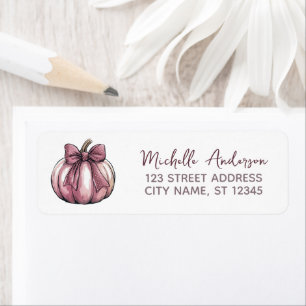 Watercolor Pumpkin Coquette Bow Return Address Label
