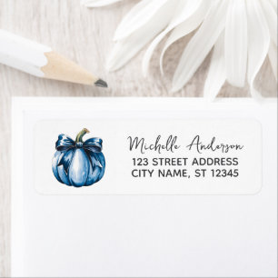  Watercolor Pumpkin Coquette Bow Return Address    Label