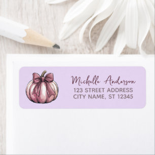 Watercolor Pumpkin Coquette Bow Return Address Label