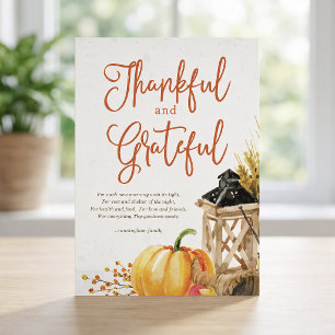 Watercolor Pumpkin Cornucopia Thanksgiving Poem Holiday Card