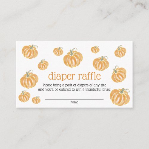 Watercolor Pumpkin Diaper Raffle Ticket Enclosure Card