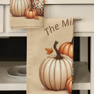 Watercolor Pumpkin Fall Autumn Custom Kitchen Towel