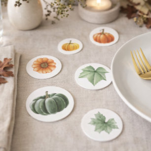 Watercolor Pumpkin Fall Autumn Leaves Confetti