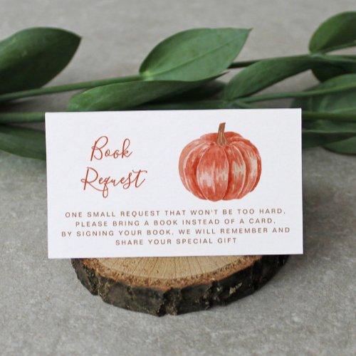 Watercolor Pumpkin Fall Baby Shower Book Request   Enclosure Card