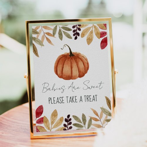 Watercolor Pumpkin Fall Baby Shower Sweets Sign 