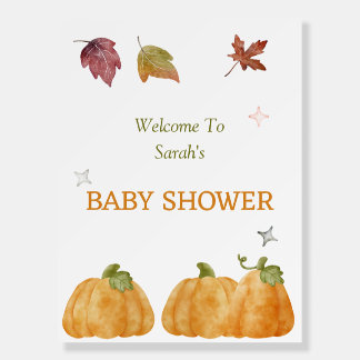 Watercolor Pumpkin Fall Baby Shower Welcome Sign