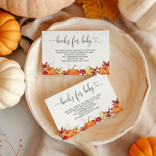 Watercolor pumpkin fall books for baby ticket enclosure card