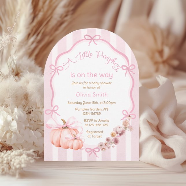 Watercolor Pumpkin Fall Floral Girl Baby Shower Invitation (Creator Uploaded)