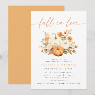 Watercolor Pumpkin Fall in Love Engagement Party Invitation