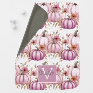 Watercolor Pumpkin Fall Pattern Baby Blanket