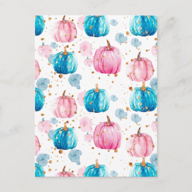 watercolor pumpkin fall pattern  postcard (Front)