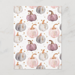 watercolor pumpkin fall pattern  postcard
