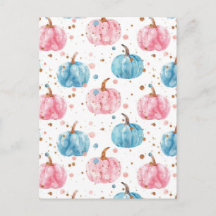 watercolor pumpkin fall pattern postcard