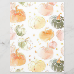 watercolor pumpkin fall pattern scrapbook paper