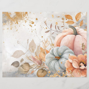 watercolor pumpkin fall pattern scrapbook paper