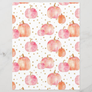 watercolor pumpkin fall pattern scrapbook paper