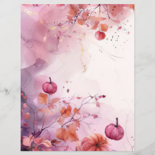 watercolor pumpkin fall pattern scrapbook paper