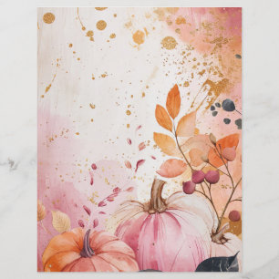 watercolor pumpkin fall pattern scrapbook paper