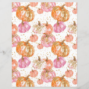 watercolor pumpkin fall pattern scrapbook paper