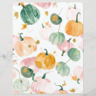 watercolor pumpkin fall pattern scrapbook paper