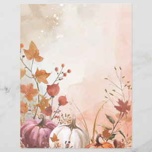 watercolor pumpkin fall pattern scrapbook paper