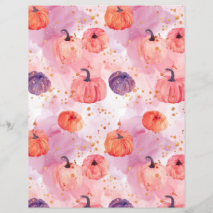 watercolor pumpkin fall pattern scrapbook paper