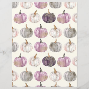 watercolor pumpkin fall pattern scrapbook paper