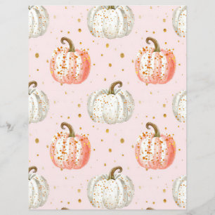 watercolor pumpkin fall pattern scrapbook paper