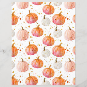 watercolor pumpkin fall pattern scrapbook paper