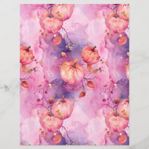 watercolor pumpkin fall pattern scrapbook paper
