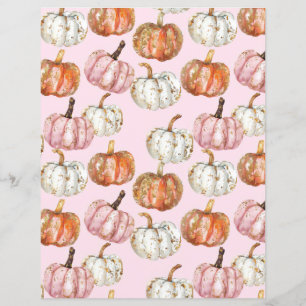 watercolor pumpkin fall pattern scrapbook paper