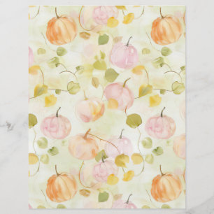 watercolor pumpkin fall pattern scrapbook paper