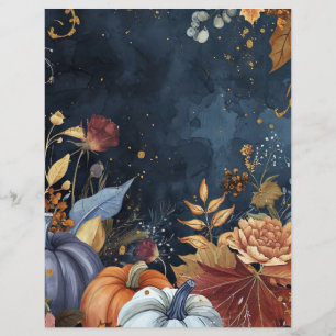 watercolor pumpkin fall pattern scrapbook paper