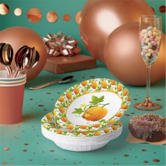 Watercolor Pumpkin Fall Season / Thanksgiving  Paper Bowls