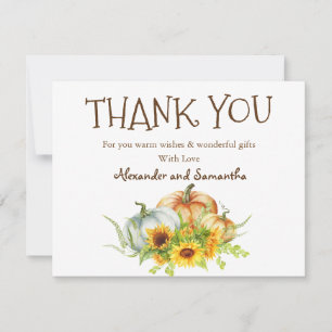 Watercolor Pumpkin Fall Thank You Card