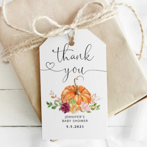 Watercolor pumpkin fall thank you tag