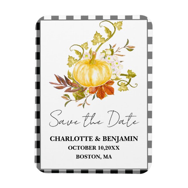 Watercolor Pumpkin Fall Wedding Save The Date Magnet (Vertical)