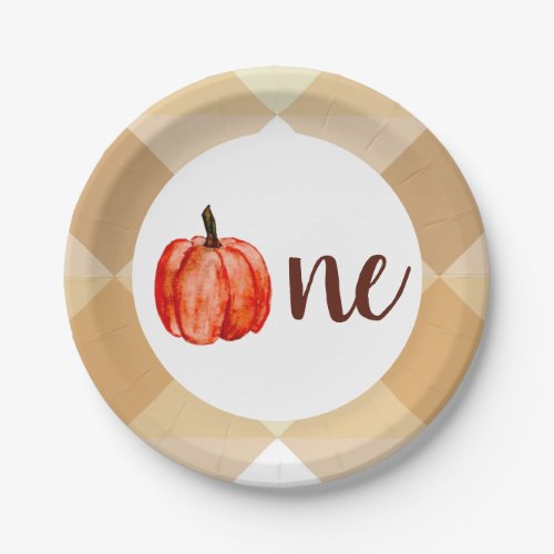 Watercolor Pumpkin First Birthday Autumn Fall Girl Paper Plates