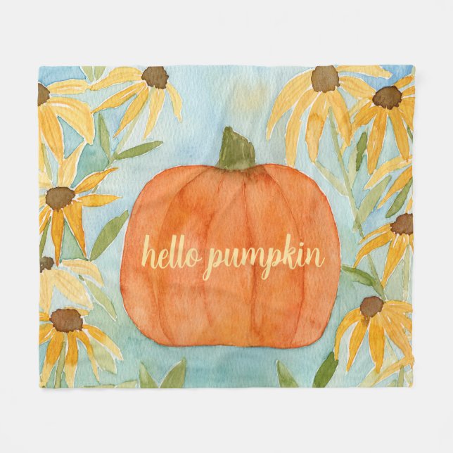 Watercolor Pumpkin  Fleece Blanket (Front (Horizontal))