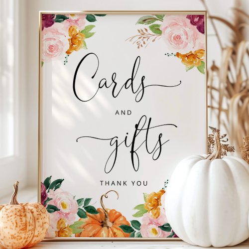 Watercolor pumpkin floral cards and gifts sign