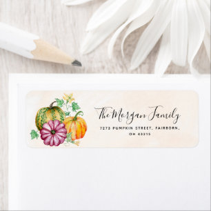 Watercolor Pumpkin Flower Label