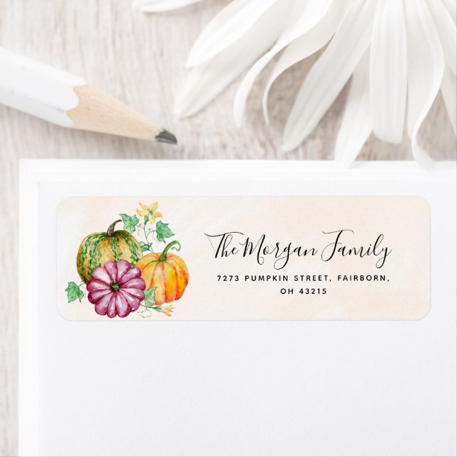 Watercolor Pumpkin Flower Label (Insitu)