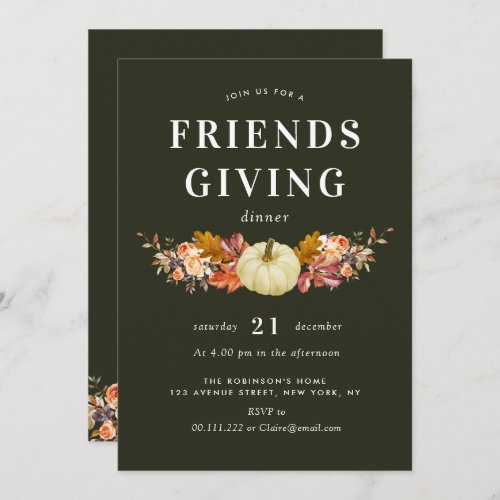 watercolor pumpkin friendsgiving celebration invitation