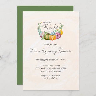 Watercolor Pumpkin Friendsgiving Dinner Party Invitation