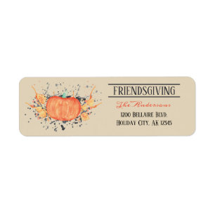 Watercolor Pumpkin Friendsgiving Label